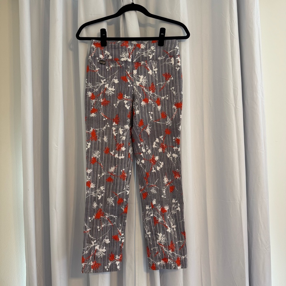 Lisette L Montreal Floral Ankle Pants Pull On Stretch Cotton Women 4 Preppy